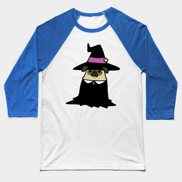 Witch Pug Baseball T-Shirt by saradaboru